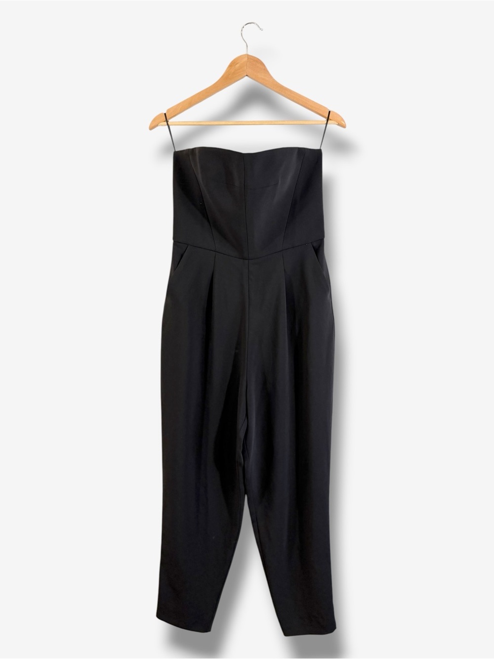 Topshop Black Strapless Tailored Jumpsuit US 8 Tapered Leg Minimalist Evening